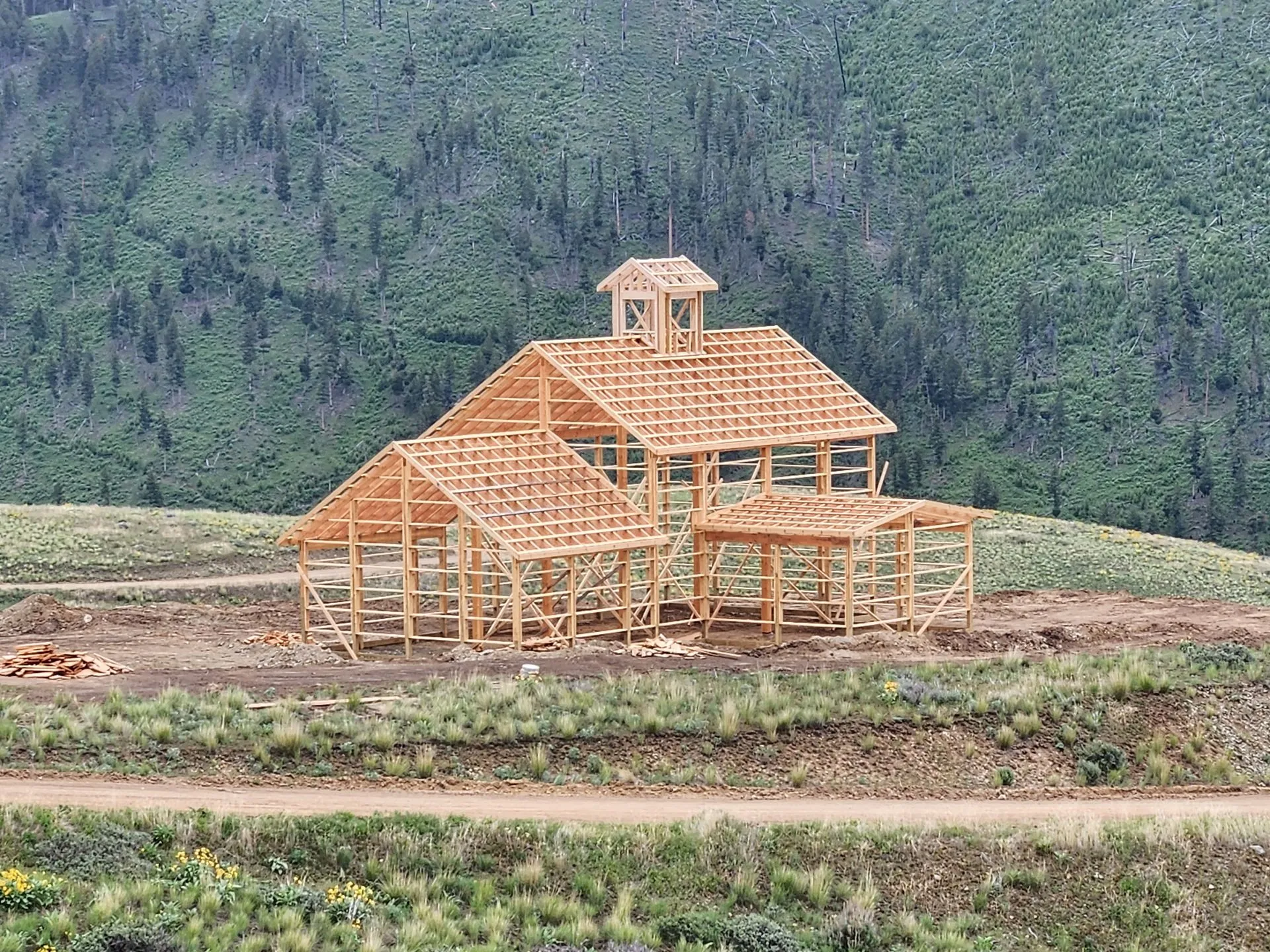 Barn framing in progress